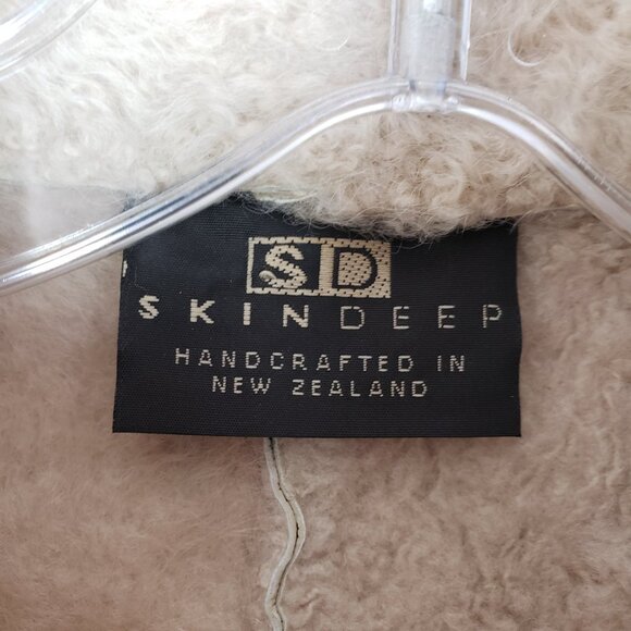 Skin Deep New Zealand Jacket Vest Lambskin Leather Shearling Quilted Cream sz M - Picture 3 of 11